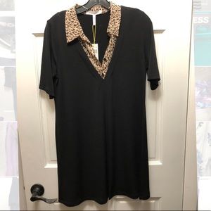 UNWORN BCBGeneration leopard trim t-shirt dress